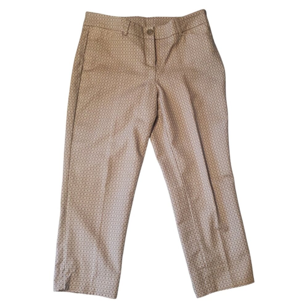 Tanned Pants With Geometric Print Pattern